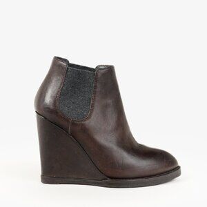 Brunello Cucinelli Leather Grosgrain Trim Chelsea Boots